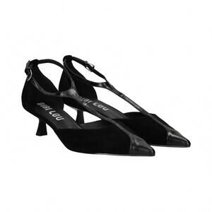 NEW BIBI LOU women's t-strap heel in black suede